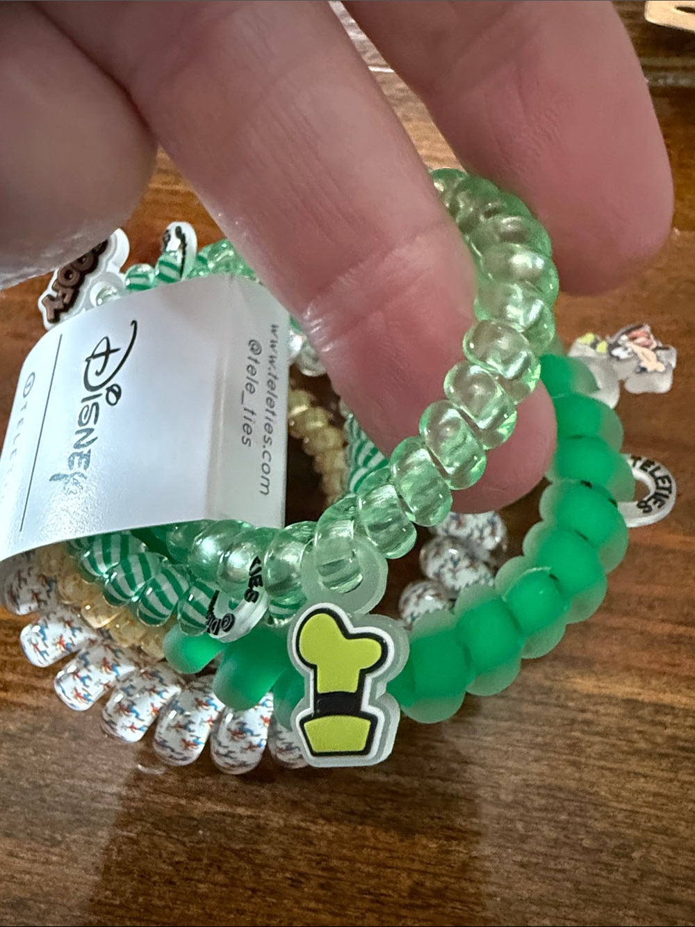 Disney Teleties Goofy Charm Green Spiral Hair Ties - Picture 5 of 7